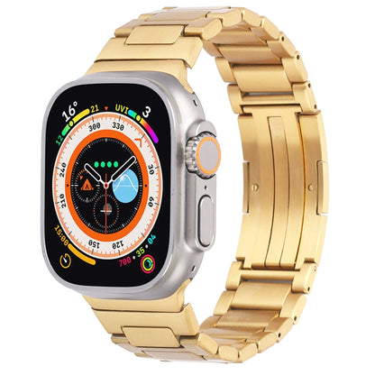 For Apple Watch Series 9 41mm Stainless Steel H-Shaped Fold Buckle Watch Band(Gold) by bashfashion