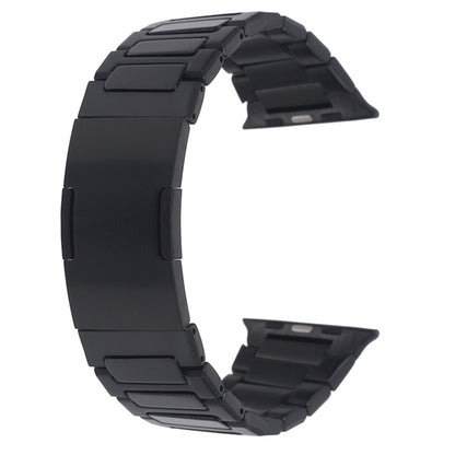For Apple Watch Series 8 45mm Stainless Steel H-Shaped Fold Buckle Watch Band(Black) by bashfashion