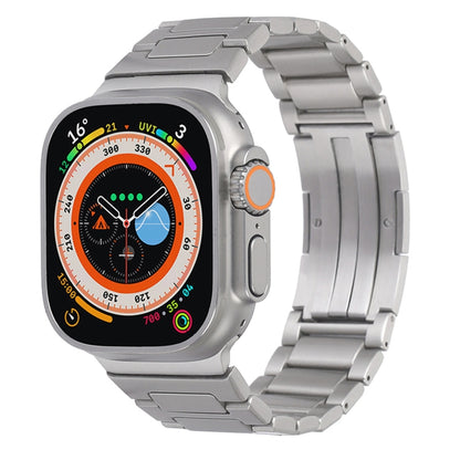 For Apple Watch Series 3 38mm Stainless Steel H-Shaped Fold Buckle Watch Band(Silver) by bashfashion