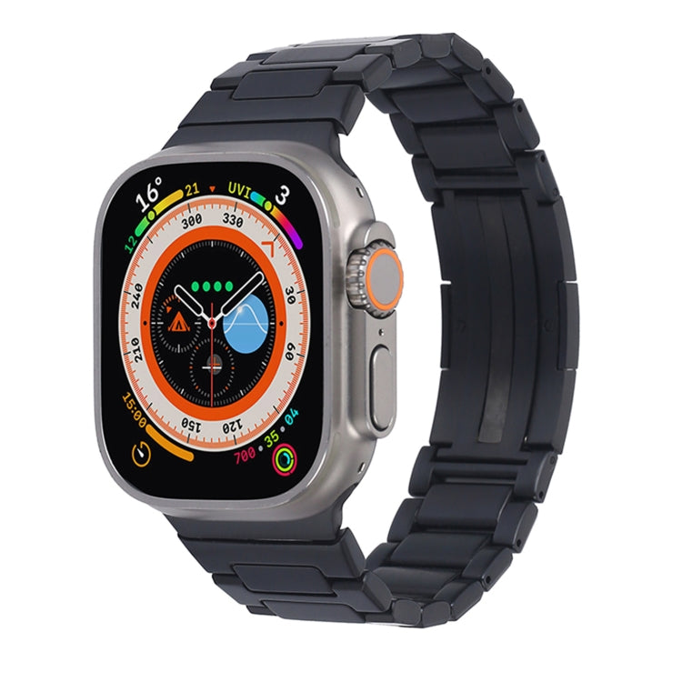 For Apple Watch Series 3 38mm Stainless Steel H-Shaped Fold Buckle Watch Band(Black) by bashfashion