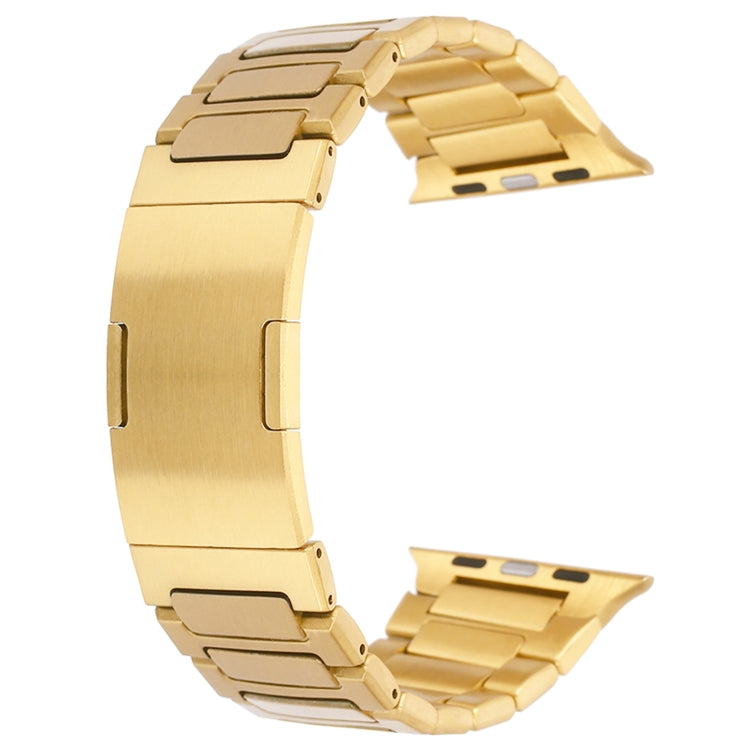 For Apple Watch Series 3 38mm Stainless Steel H-Shaped Fold Buckle Watch Band(Gold) by bashfashion