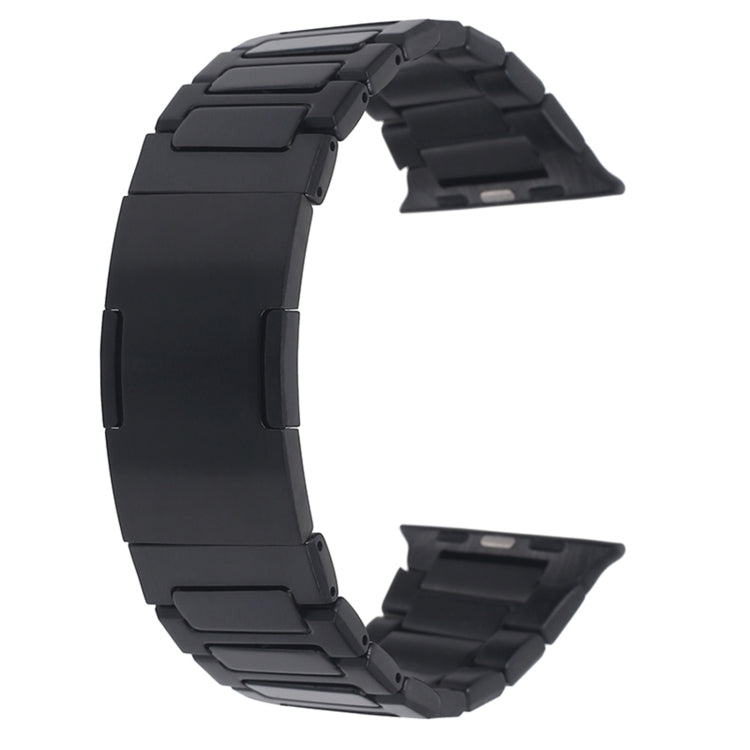 For Apple Watch Series 3 42mm Stainless Steel H-Shaped Fold Buckle Watch Band(Black) by bashfashion