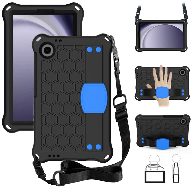 For Samsung Galaxy Tab A11 / A9 Honeycomb EVA Hybrid PC Tablet Case with Strap(Black+Blue) by bashfashion