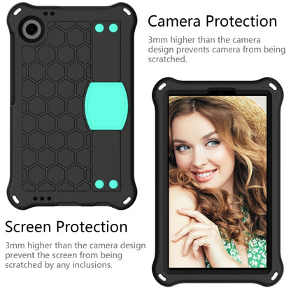 For Samsung Galaxy Tab A11 / A9 Honeycomb EVA Hybrid PC Tablet Case with Strap(Black+Aqua) by bashfashion