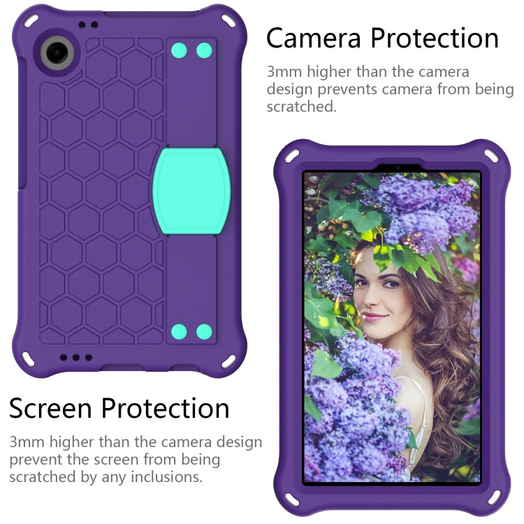 For Samsung Galaxy Tab A11 / A9 Honeycomb EVA Hybrid PC Tablet Case with Strap(Purple+Aqua) by bashfashion
