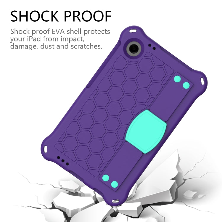 For Samsung Galaxy Tab A11 / A9 Honeycomb EVA Hybrid PC Tablet Case with Strap(Purple+Aqua) by bashfashion