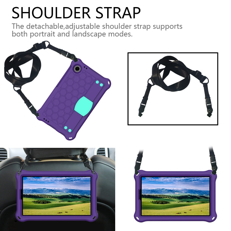 For Samsung Galaxy Tab A11 / A9 Honeycomb EVA Hybrid PC Tablet Case with Strap(Purple+Aqua) by bashfashion