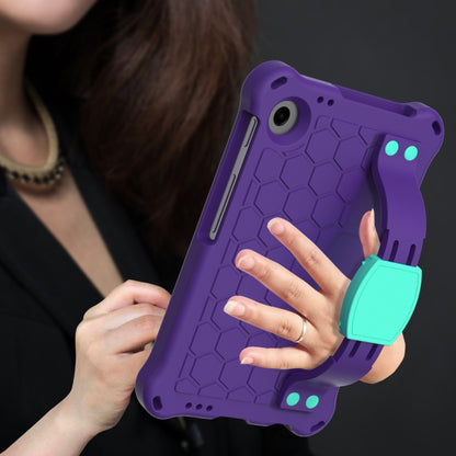 For Samsung Galaxy Tab A11 / A9 Honeycomb EVA Hybrid PC Tablet Case with Strap(Purple+Aqua) by bashfashion