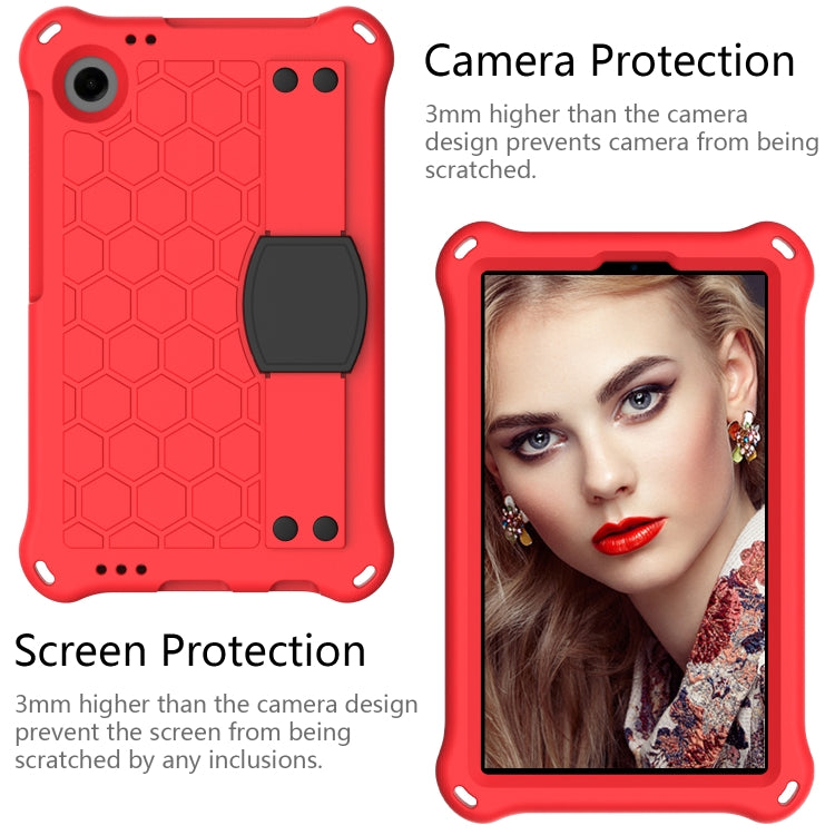 For Samsung Galaxy Tab A11 / A9 Honeycomb EVA Hybrid PC Tablet Case with Strap(Red +Black) by bashfashion