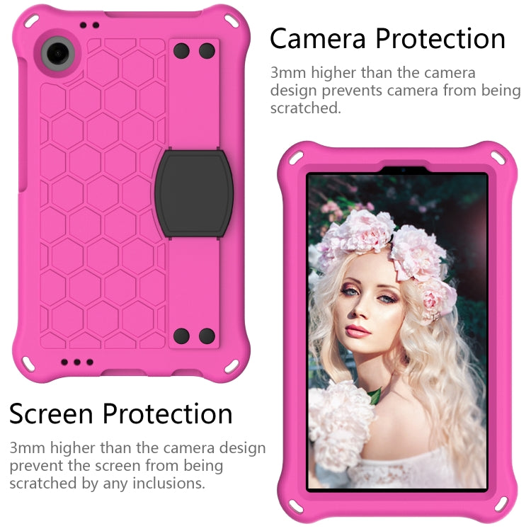 For Samsung Galaxy Tab A11 / A9 Honeycomb EVA Hybrid PC Tablet Case with Strap(Rose Red+Black) by bashfashion