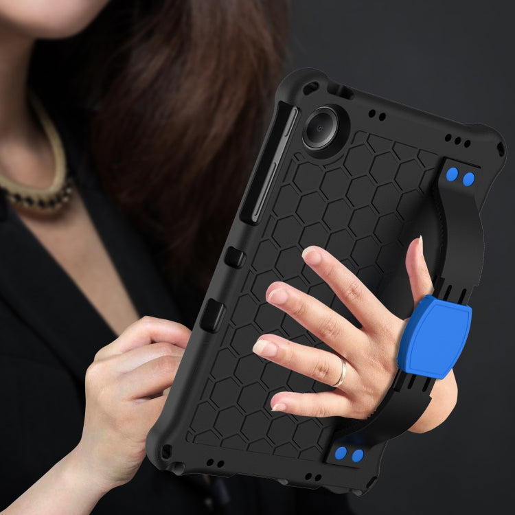 For Samsung Galaxy Tab A11+ / A9+ Honeycomb EVA Hybrid PC Tablet Case with Strap(Black+Blue) by bashfashion