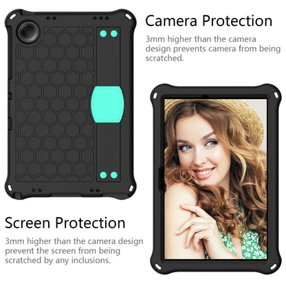 For Samsung Galaxy Tab A11+ / A9+ Honeycomb EVA Hybrid PC Tablet Case with Strap(Black+Aqua) by bashfashion