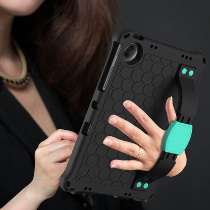 For Samsung Galaxy Tab A11+ / A9+ Honeycomb EVA Hybrid PC Tablet Case with Strap(Black+Aqua) by bashfashion