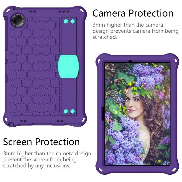 For Samsung Galaxy Tab A11+ / A9+ Honeycomb EVA Hybrid PC Tablet Case with Strap(Purple+Aqua) by bashfashion