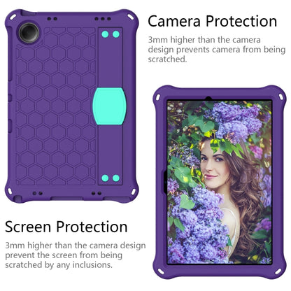For Samsung Galaxy Tab A11+ / A9+ Honeycomb EVA Hybrid PC Tablet Case with Strap(Purple+Aqua) by bashfashion