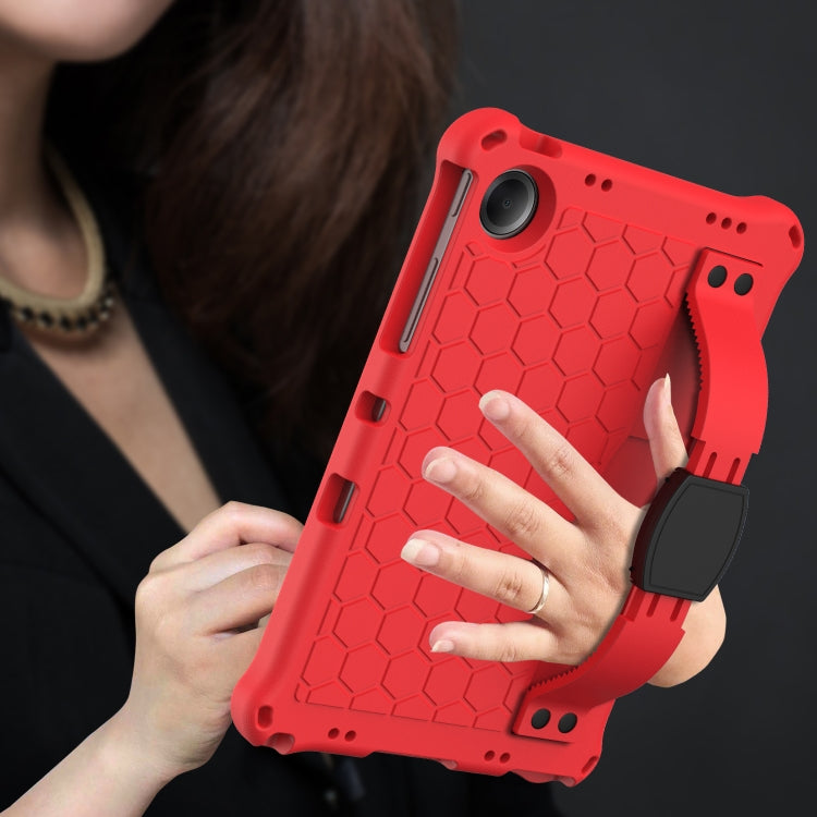 For Samsung Galaxy Tab A11+ / A9+ Honeycomb EVA Hybrid PC Tablet Case with Strap(Red +Black) by bashfashion