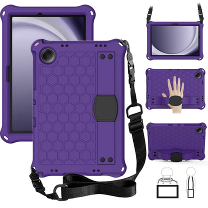 For Samsung Galaxy Tab A11+ / A9+ Honeycomb EVA Hybrid PC Tablet Case with Strap(Purple+Black) by bashfashion