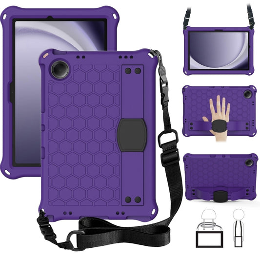 For Samsung Galaxy Tab A11+ / A9+ Honeycomb EVA Hybrid PC Tablet Case with Strap(Purple+Black) by bashfashion