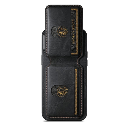 For iPhone 15 Plus Suteni H02 Leather Wallet Stand Back Phone Case(Black) by Suteni