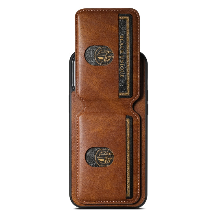 For iPhone 15 Plus Suteni H02 Leather Wallet Stand Back Phone Case(Brown) by Suteni