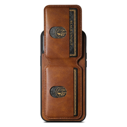 For iPhone 15 Suteni H02 Leather Wallet Stand Back Phone Case(Brown) by Suteni