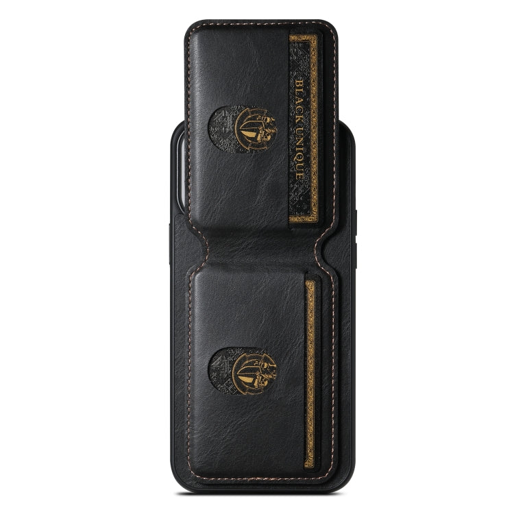 For iPhone 14 Suteni H02 Leather Wallet Stand Back Phone Case(Black) by Suteni