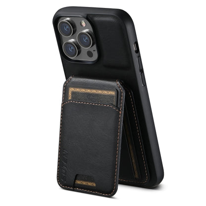 For iPhone 14 Pro Suteni H02 Leather Wallet Stand Back Phone Case(Black) by Suteni