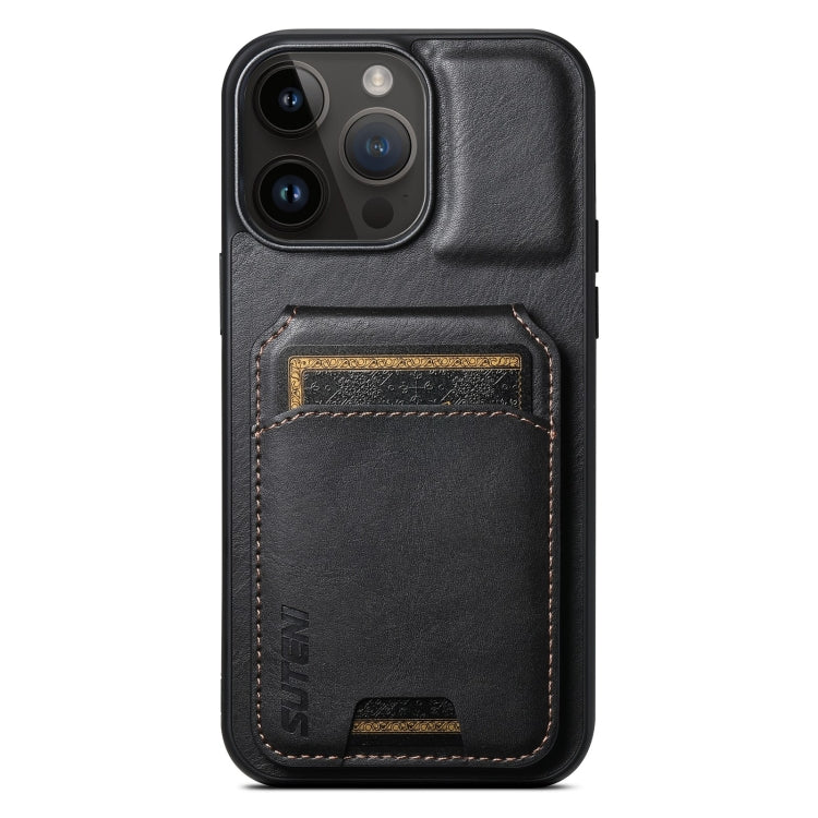 For iPhone 14 Pro Suteni H02 Leather Wallet Stand Back Phone Case(Black) by Suteni