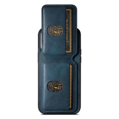 For iPhone 14 Pro Max Suteni H02 Leather Wallet Stand Back Phone Case(Blue) by Suteni
