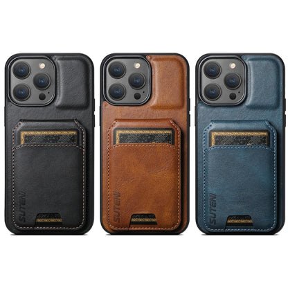 For iPhone 11 Pro Max Suteni H02 Leather Wallet Stand Back Phone Case(Brown) by Suteni