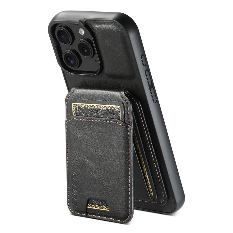 For iPhone 16e Suteni H02 Leather Wallet Stand Back Phone Case(Black) by Suteni