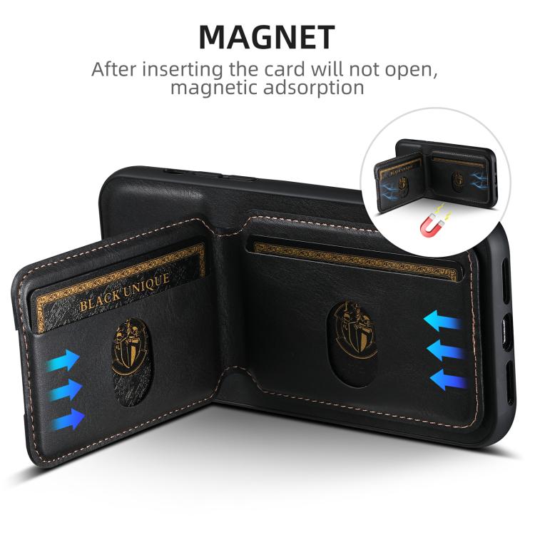 For iPhone 16e Suteni H02 Leather Wallet Stand Back Phone Case(Black) by Suteni