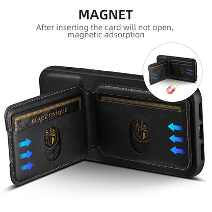 For iPhone 16e Suteni H02 Leather Wallet Stand Back Phone Case(Black) by Suteni