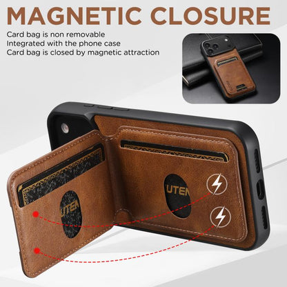 For iPhone 17 Suteni H02 Leather Wallet Stand Back Phone Case(Brown) by Suteni