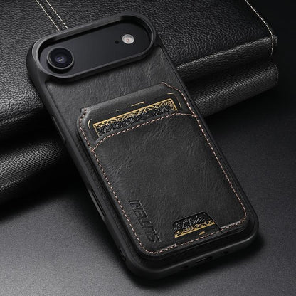 For iPhone Air Suteni H02 Leather Wallet Stand Back Phone Case(Black) by Suteni