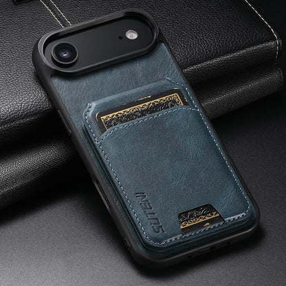For iPhone Air Suteni H02 Leather Wallet Stand Back Phone Case(Blue) by Suteni