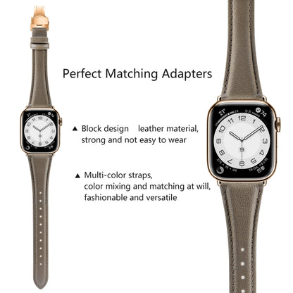 For Apple Watch Series 8 45mm Plain Leather Butterfly Buckle Watch Band(Gray+Rose Gold) by bashfashion