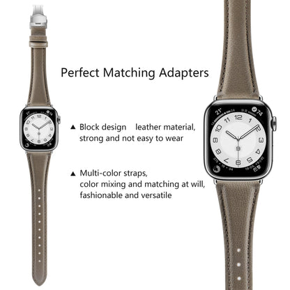 For Apple Watch Series 3 38mm Plain Leather Butterfly Buckle Watch Band(Gray+Silver) by bashfashion