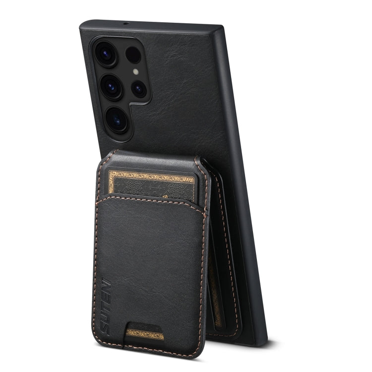 For Samsung Galaxy S22 Ultra 5G Suteni H02 Leather Wallet Stand Back Phone Case(Black) by Suteni