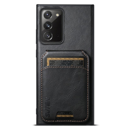 For Samsung Galaxy Note20 5G Suteni H02 Leather Wallet Stand Back Phone Case(Black) by Suteni