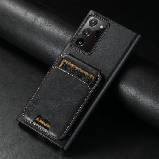 For Samsung Galaxy Note20 5G Suteni H02 Leather Wallet Stand Back Phone Case(Black) by Suteni
