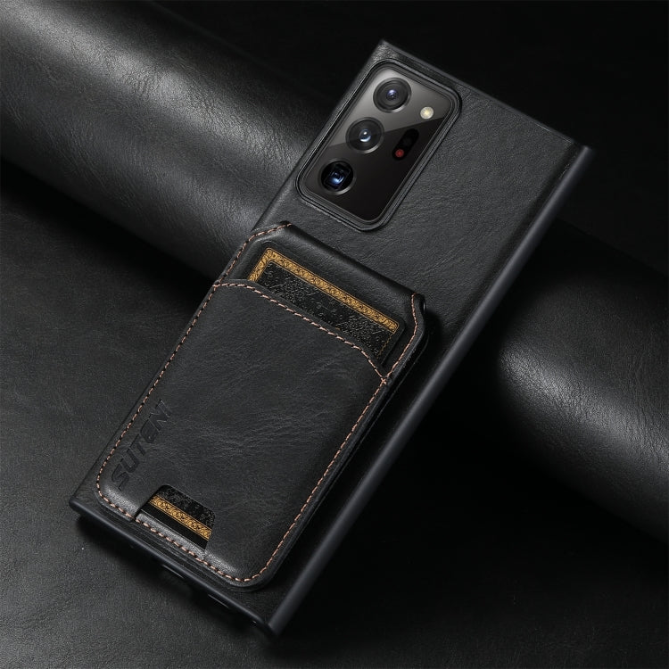 For Samsung Galaxy Note20 Ultra 5G Suteni H02 Leather Wallet Stand Back Phone Case(Black) by Suteni