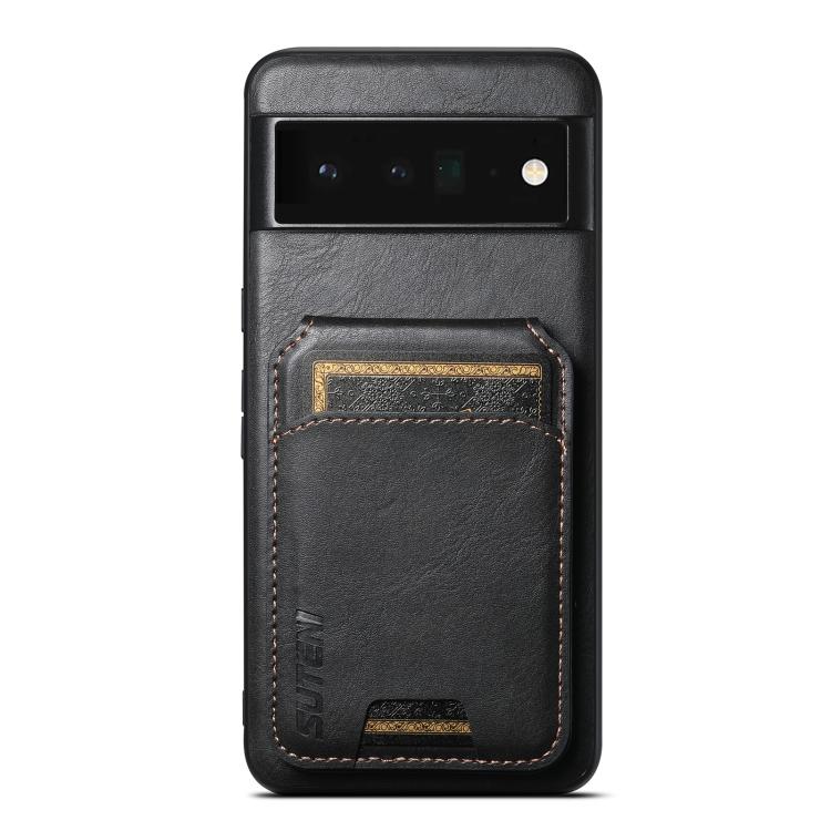 For Google Pixel 6 Pro Suteni H02 Leather Wallet Stand Back Phone Case(Black) by Suteni