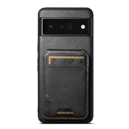 For Google Pixel 6 Pro Suteni H02 Leather Wallet Stand Back Phone Case(Black) by Suteni