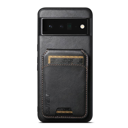 For Google Pixel 6 Pro Suteni H02 Leather Wallet Stand Back Phone Case(Black) by Suteni