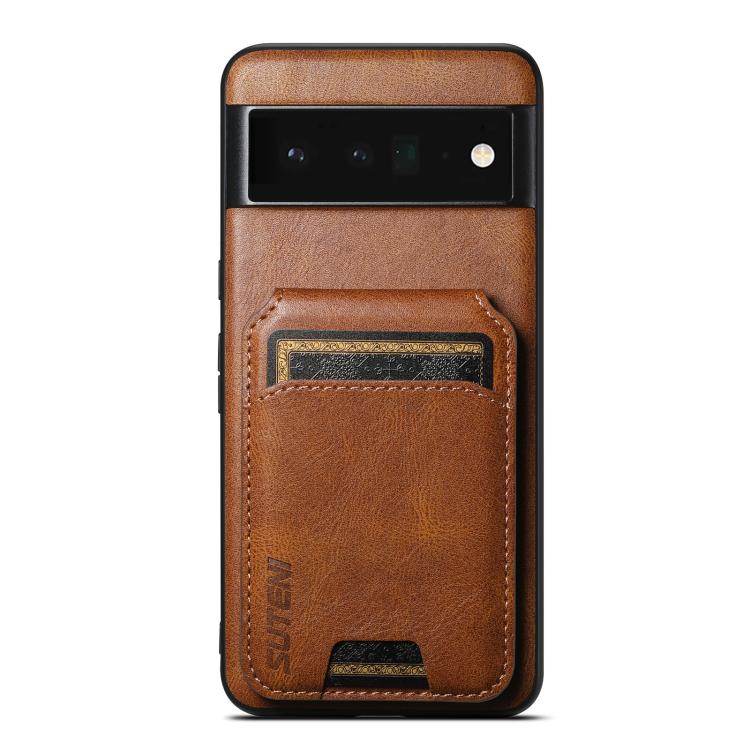 For Google Pixel 6 Pro Suteni H02 Leather Wallet Stand Back Phone Case(Brown) by Suteni