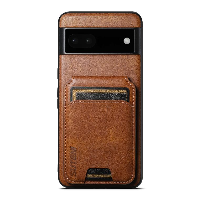 For Google Pixel 6a Suteni H02 Leather Wallet Stand Back Phone Case(Brown) by Suteni