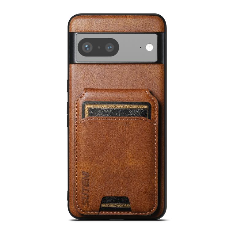 For Google Pixel 7 Suteni H02 Leather Wallet Stand Back Phone Case(Brown) by Suteni