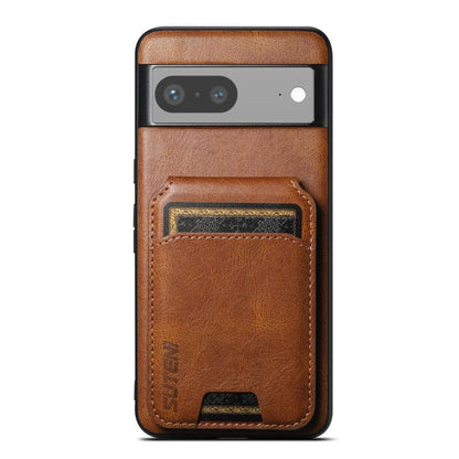 For Google Pixel 7 Suteni H02 Leather Wallet Stand Back Phone Case(Brown) by Suteni