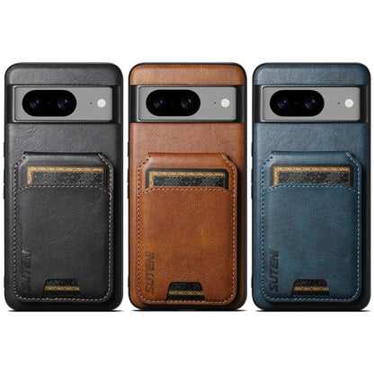 For Google Pixel 7 Suteni H02 Leather Wallet Stand Back Phone Case(Brown) by Suteni